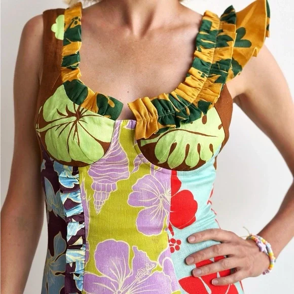 Alemais Poppy Spliced Midi Dress US 6 - Picture 8 of 9